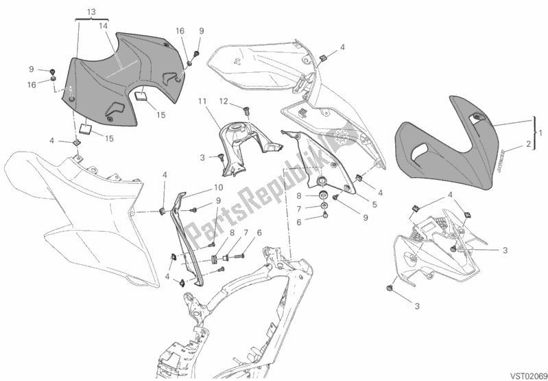 All parts for the Front Fairing of the Ducati Streetfighter V4 Thailand 1103 2020
